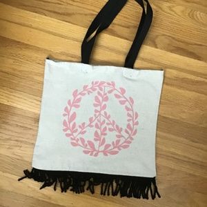 Peace Tote with Fringe  Handcrafted